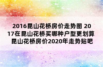 2016昆山花桥房价走势图 2017在昆山花桥买哪种户型更划算 昆山花桥房价2020年走势贴吧